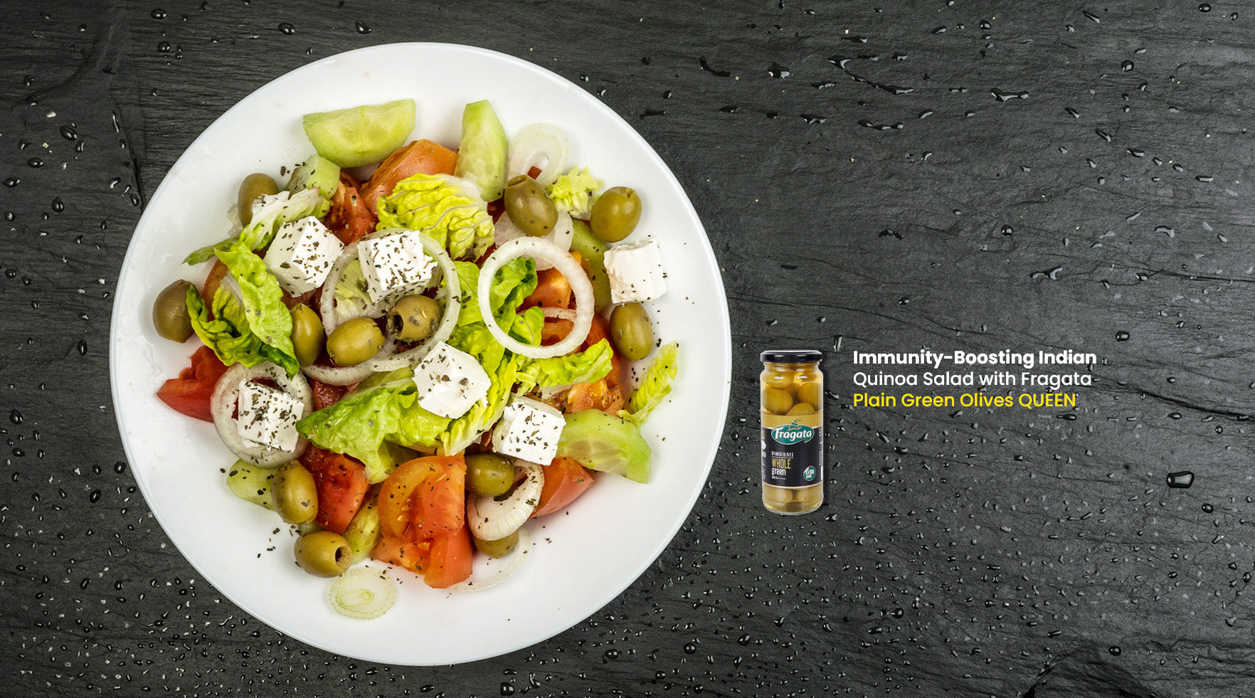 Indian Quinoa Salad with Fragata Plain Green Olives QUEEN