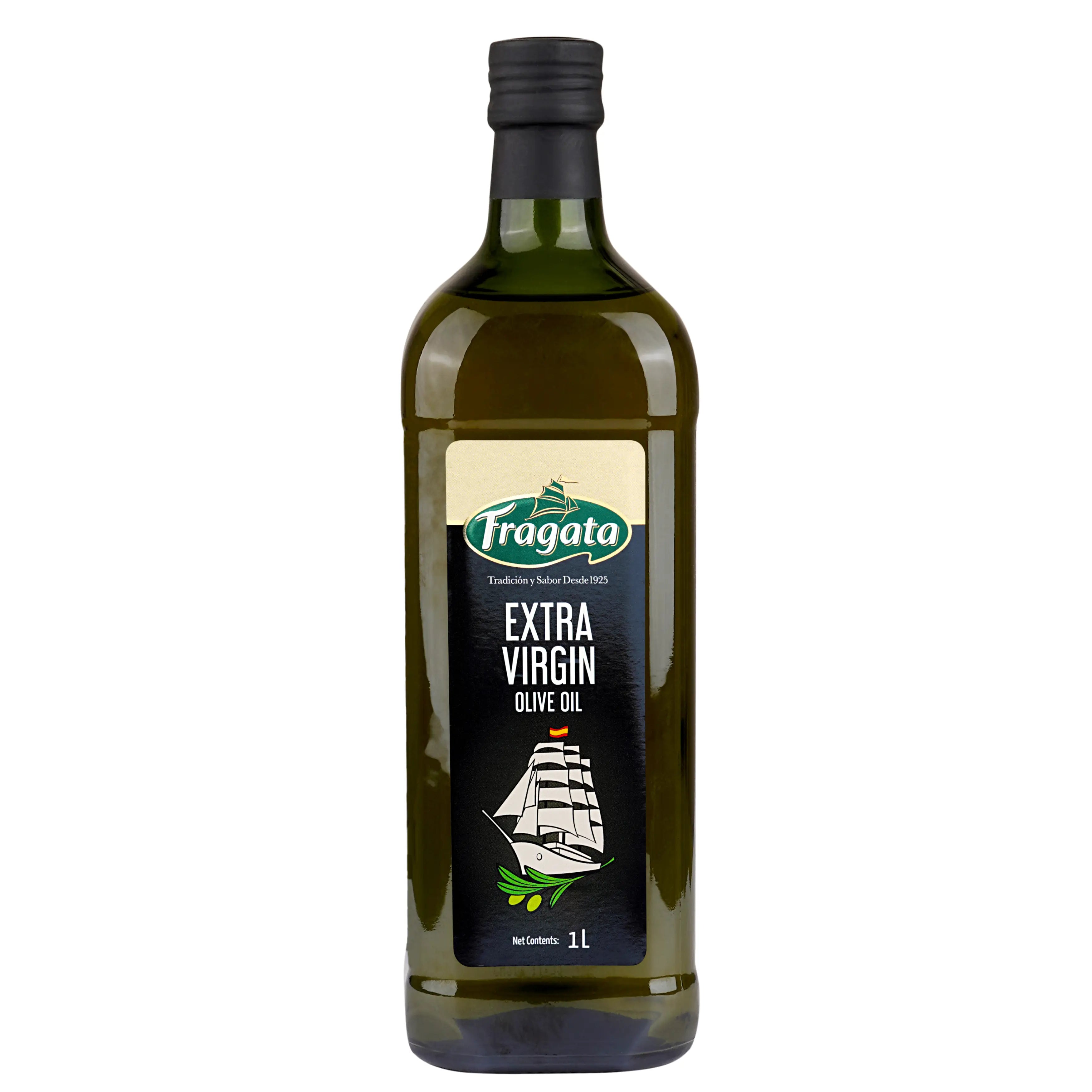 Bottle of Fragata Extra Virgin Olive Oil on a white background