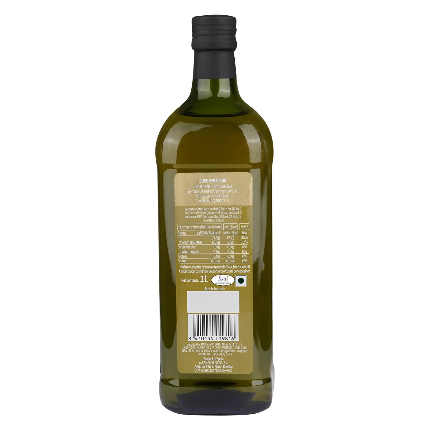 Fragata Pomace Olive Oil 1000ml | Olive Oil for Everyday Meals | Ideal for Indian Kitchen